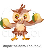 Poster, Art Print Of Owl With Fruits