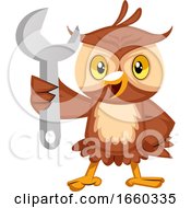 Poster, Art Print Of Owl With Wrench