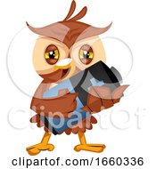 Poster, Art Print Of Owl Holding Battery