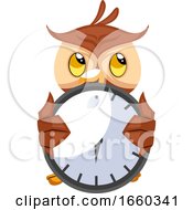 Poster, Art Print Of Owl With Big Clock