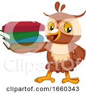 Poster, Art Print Of Owl With Books