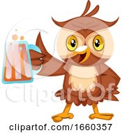 Poster, Art Print Of Owl With Beer