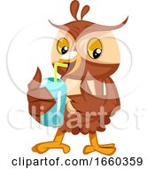 Poster, Art Print Of Owl Drinking Soda