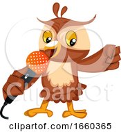Poster, Art Print Of Owl Singing On Microphone