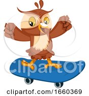 Poster, Art Print Of Owl Riding Skateboard
