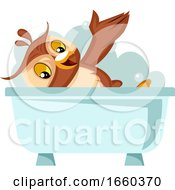Poster, Art Print Of Owl Taking A Bath