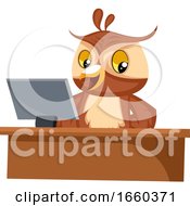 Poster, Art Print Of Owl Working On Computer