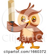 Poster, Art Print Of Owl With Cricket Bat