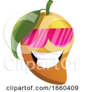 Poster, Art Print Of Mango Cartoon With Pink Sunglasses Illustration