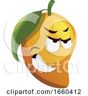 Poster, Art Print Of Angry Mango With Green Leaf Illustration