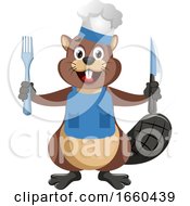 Poster, Art Print Of Beaver With Fork And Knife