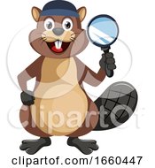 Poster, Art Print Of Beaver With Magnifying Glass