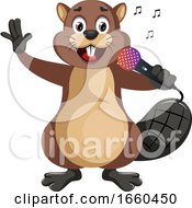 Poster, Art Print Of Beaver With Microphone
