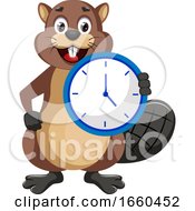 Poster, Art Print Of Beaver With Clock