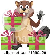 Poster, Art Print Of Beaver With Presents
