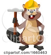 Poster, Art Print Of Beaver With Hammer
