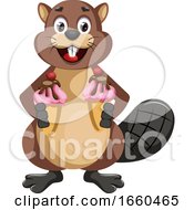 Poster, Art Print Of Beaver With Cupcakes