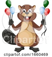 Poster, Art Print Of Beaver With Balloons