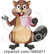 Poster, Art Print Of Beaver With Cup Of Coffee