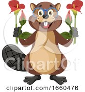 Poster, Art Print Of Beaver With Flowers