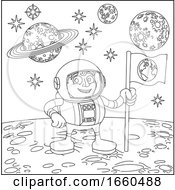 Poster, Art Print Of Space Cartoon Scene Astronaut On Moon