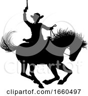 Poster, Art Print Of Cowboy Riding Horse Silhouette