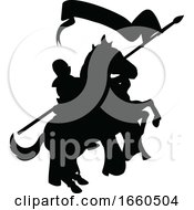 Poster, Art Print Of Medieval Knight On Horse Silhouette