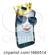 Mobile Phone Cool Shades King Crown Cartoon Mascot