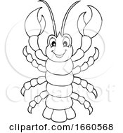Poster, Art Print Of Cartoon Black And White Cheerful Lobster
