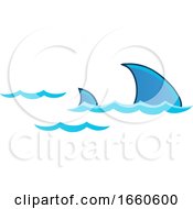 Poster, Art Print Of Cartoon Shark Dorsal Fin Above Water