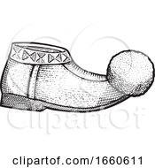 Woodcut Black And White Tsarouchi Shoe by Any Vector