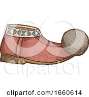 Woodcut Red Tsarouchi Shoe