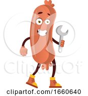 Poster, Art Print Of Sausage With Wrench