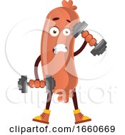 Poster, Art Print Of Sausage Lifting Weights