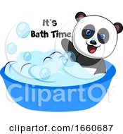Poster, Art Print Of Panda Taking Bath