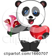 Panda With Heart And Flower by Morphart Creations