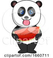 Poster, Art Print Of Panda Eating Watermelon