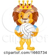 Poster, Art Print Of Lion With Volleyball