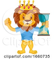 Poster, Art Print Of Lion With Sand Clock