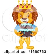 Poster, Art Print Of Lion With Birthday Cake