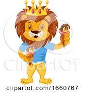 Poster, Art Print Of Lion With Ice Cream