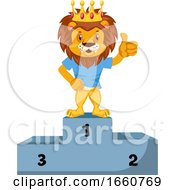 Poster, Art Print Of Lion On Winning Stage