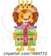 Poster, Art Print Of Lion With Birthday Present