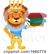 Poster, Art Print Of Lion With Books