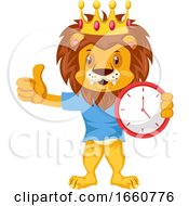 Poster, Art Print Of Lion With Clock