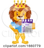 Poster, Art Print Of Lion With Calendar