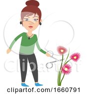 Woman Cutting Flowers
