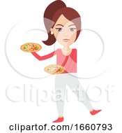 Woman Holding Pizza by Morphart Creations