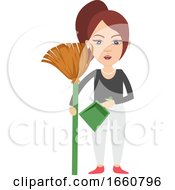 Poster, Art Print Of Woman With Dust Pan
