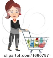 Poster, Art Print Of Woman With Shopping Cart